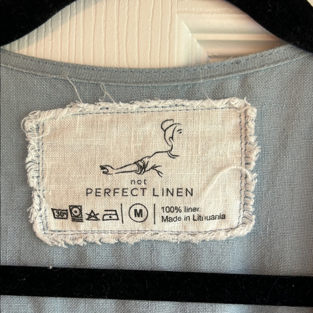 notPERFECTLINEN Soft Blue Linen Wrap Dress - Picture 2 of 5